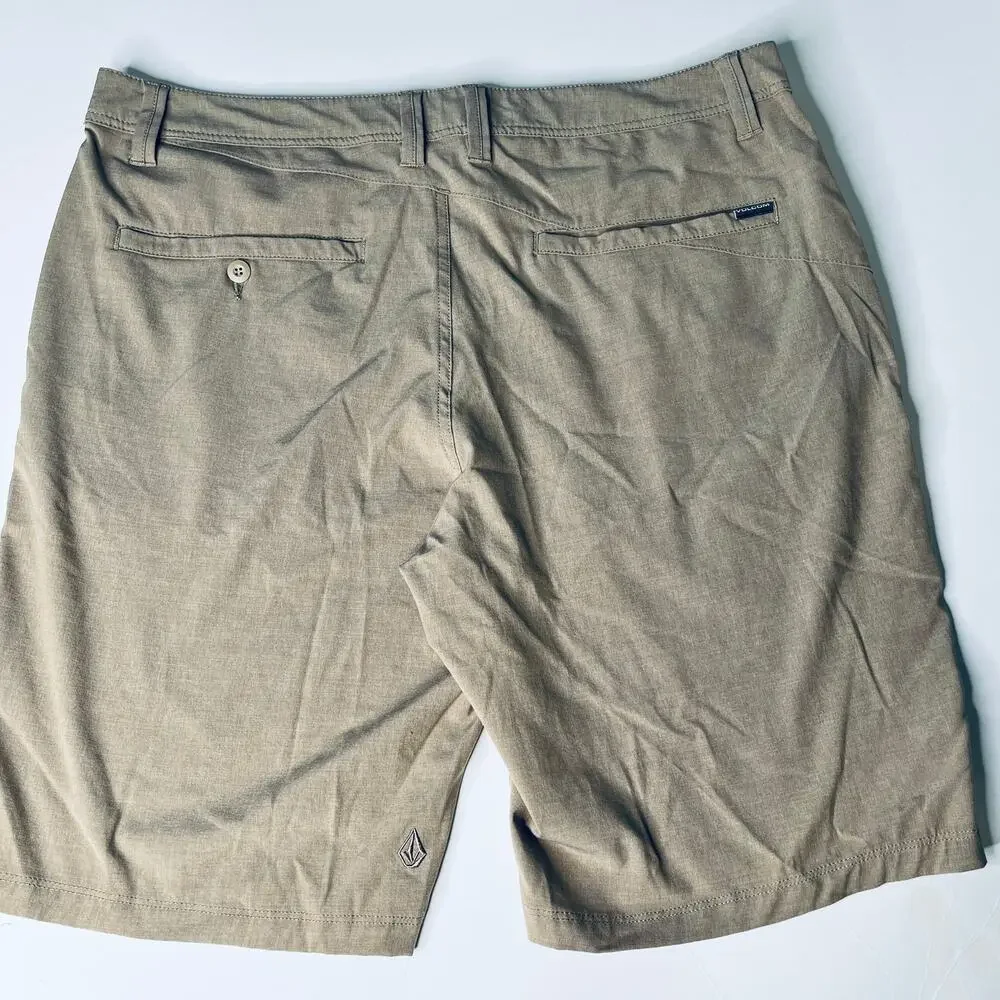 Volcom Flat Front Khaki Shorts 36